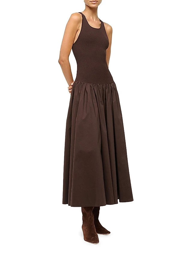 green emerald velvet dress Brown floral jacquard midi dress  Jenna