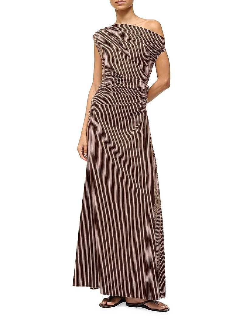 Phare Striped Off-the-Shoulder Maxi Dress