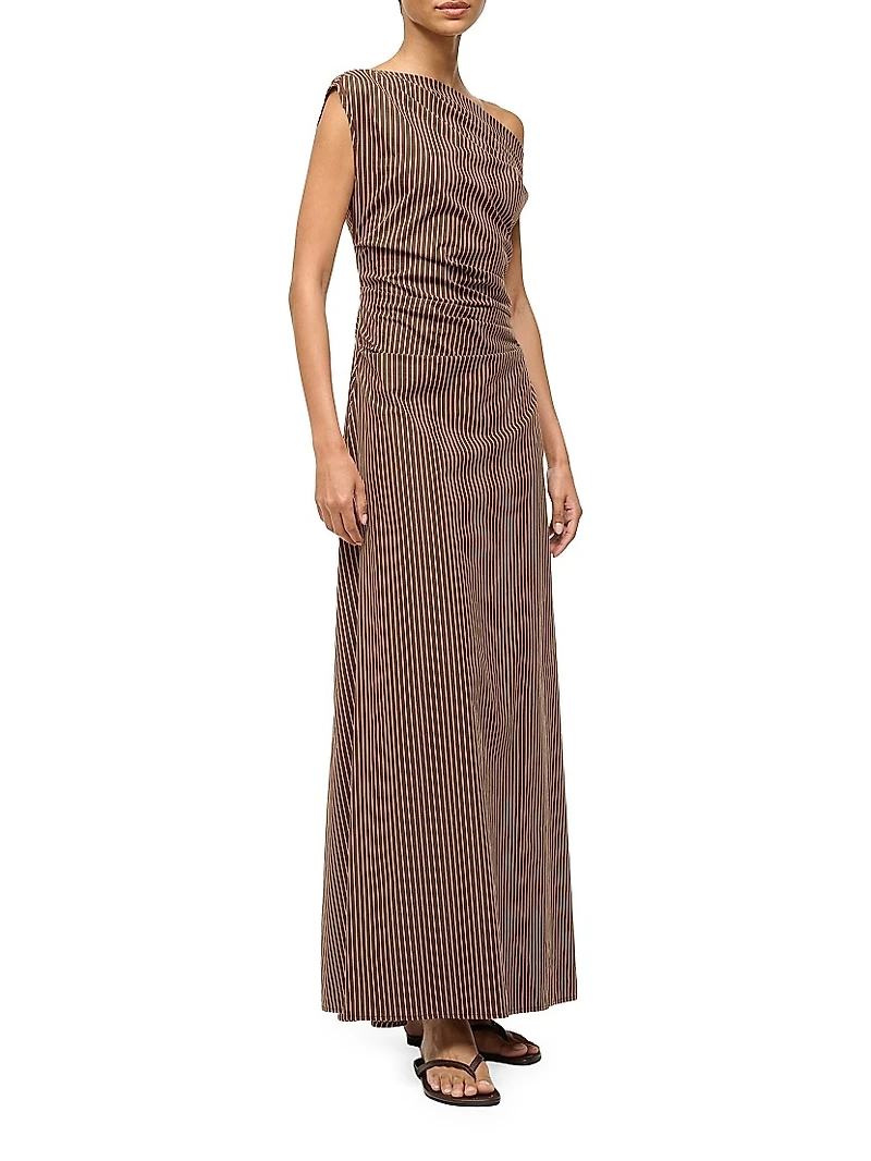 Phare Striped Off-the-Shoulder Maxi Dress