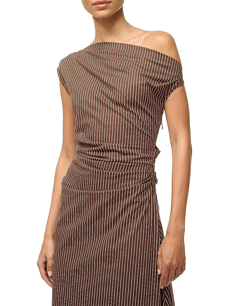 Phare Striped Off-the-Shoulder Maxi Dress