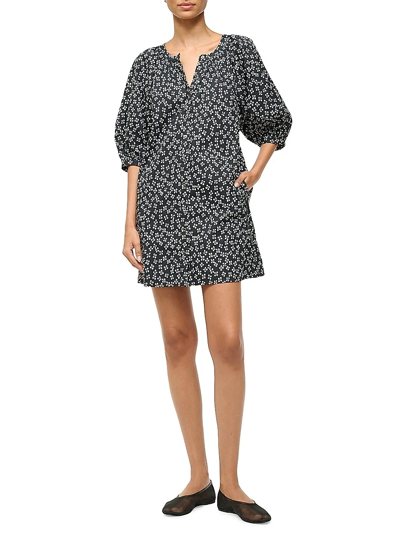 Vincent Floral Stretch Cotton A-Line Minidress