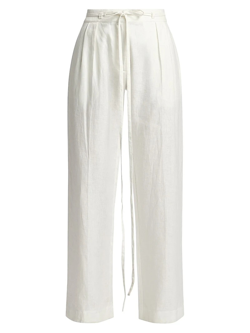 Dominique Linen Wide-Leg Pants