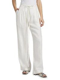 Dominique Linen Wide-Leg Pants