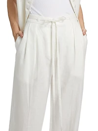 Dominique Linen Wide-Leg Pants