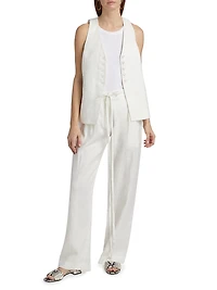 Dominique Linen Wide-Leg Pants