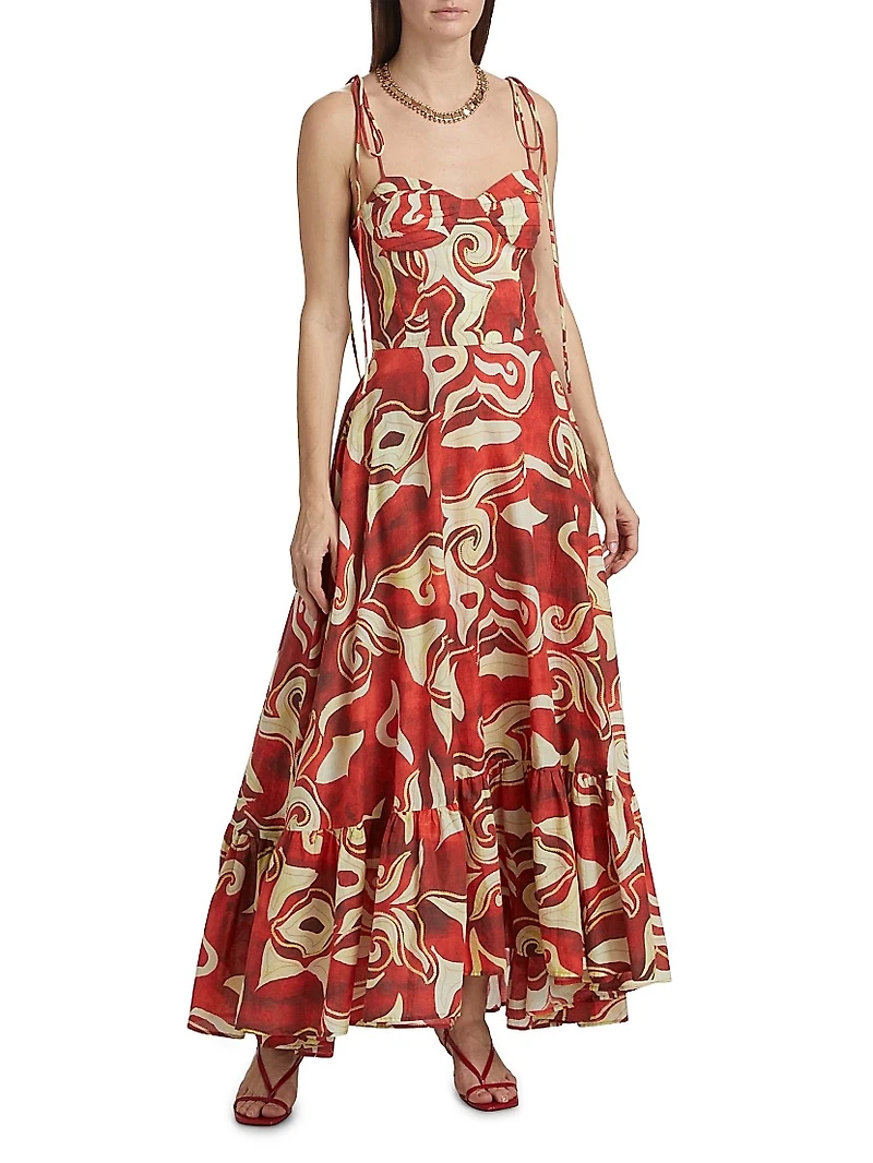 Alavarado Vivian Cotton Abstract Maxi Dress