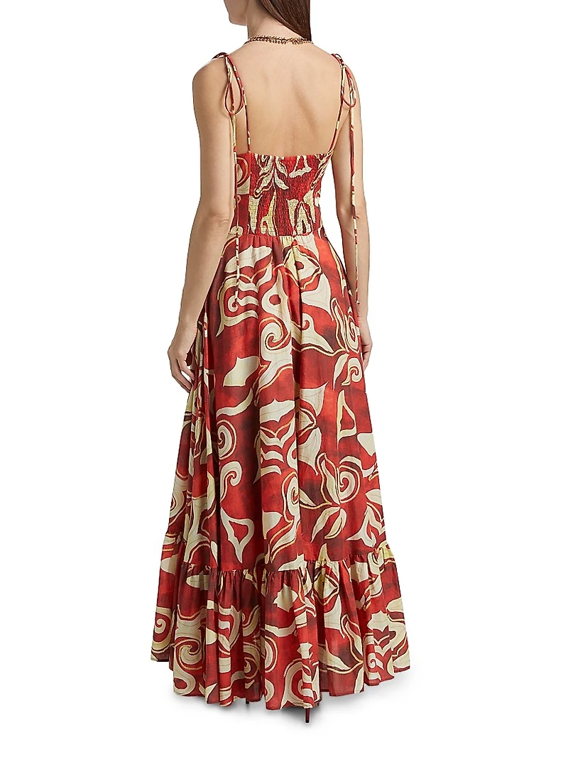 Alavarado Vivian Cotton Abstract Maxi Dress