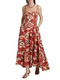 Alavarado Vivian Cotton Abstract Maxi Dress