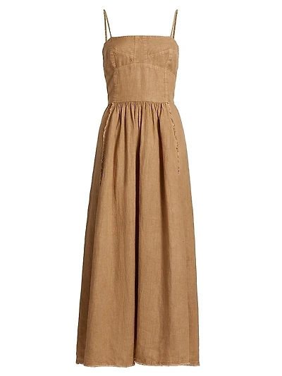 Banfield Maive Washed Linen Midi-Dress