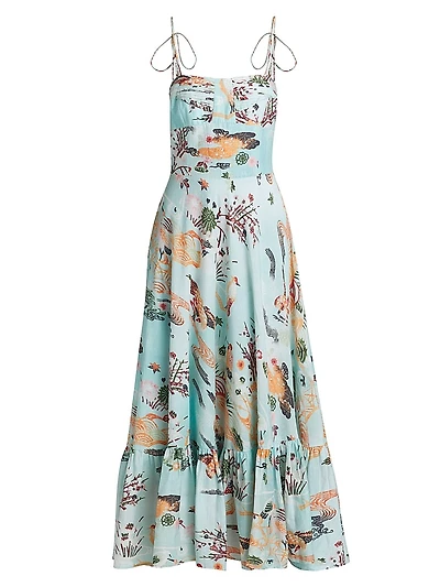 Dorrego Vivian Cotton-Silk Maxi Dress