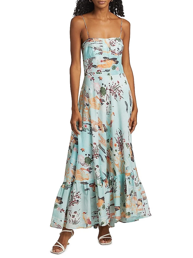 Dorrego Vivian Cotton-Silk Maxi Dress