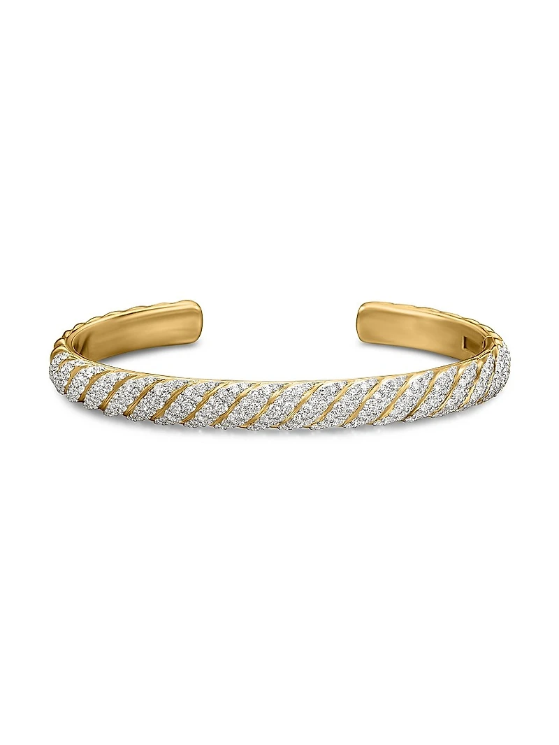 Sculpted Cable Cuff Bracelet 18K Yellow Gold
