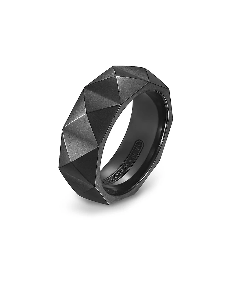 Pyramid Band Ring Black Titanium, 8MM