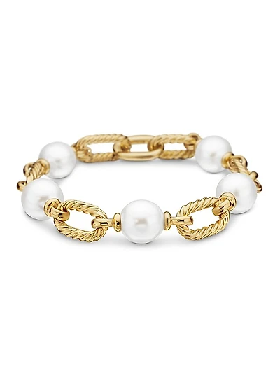 DY Madison Pearl Chain Bracelet in 18K Yellow Gold
