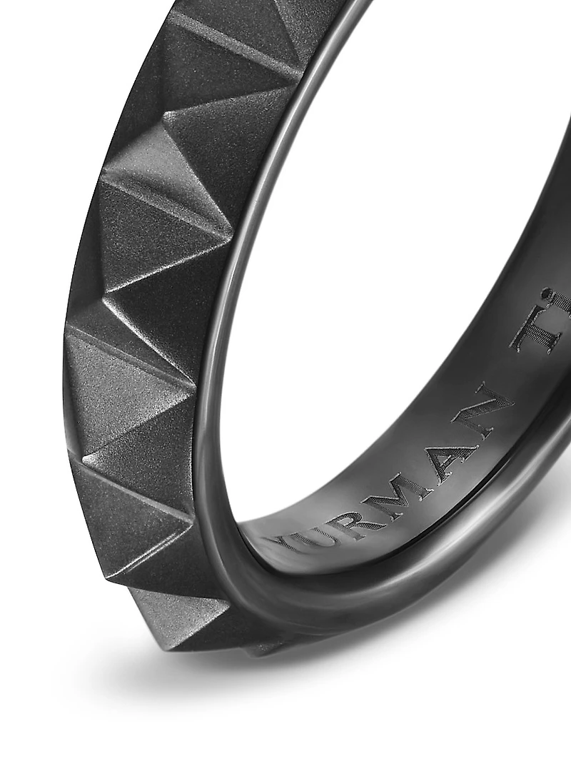Pyramid Band Ring Black Titanium, 4MM