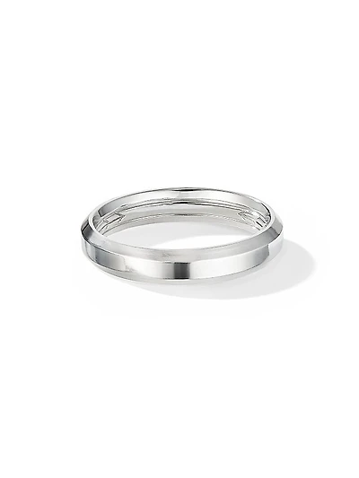Beveled Band Ring in 18K White Gold, 4MM
