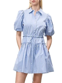 Priya Striped Cotton Mini-Shirtdress