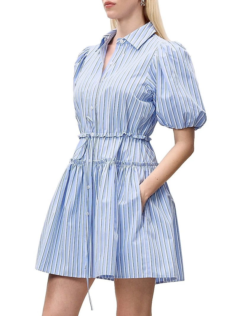 Priya Striped Cotton Mini-Shirtdress