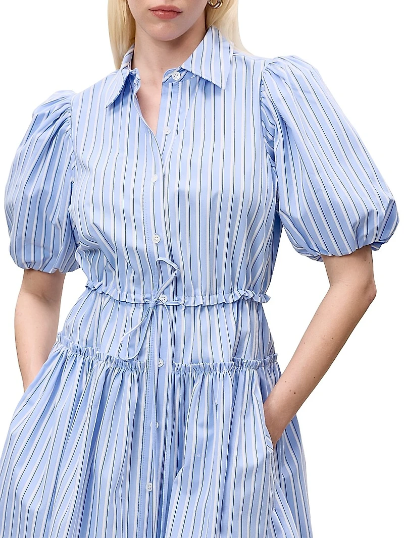 Priya Striped Cotton Mini-Shirtdress