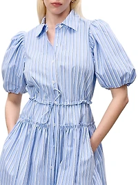 Priya Striped Cotton Mini-Shirtdress