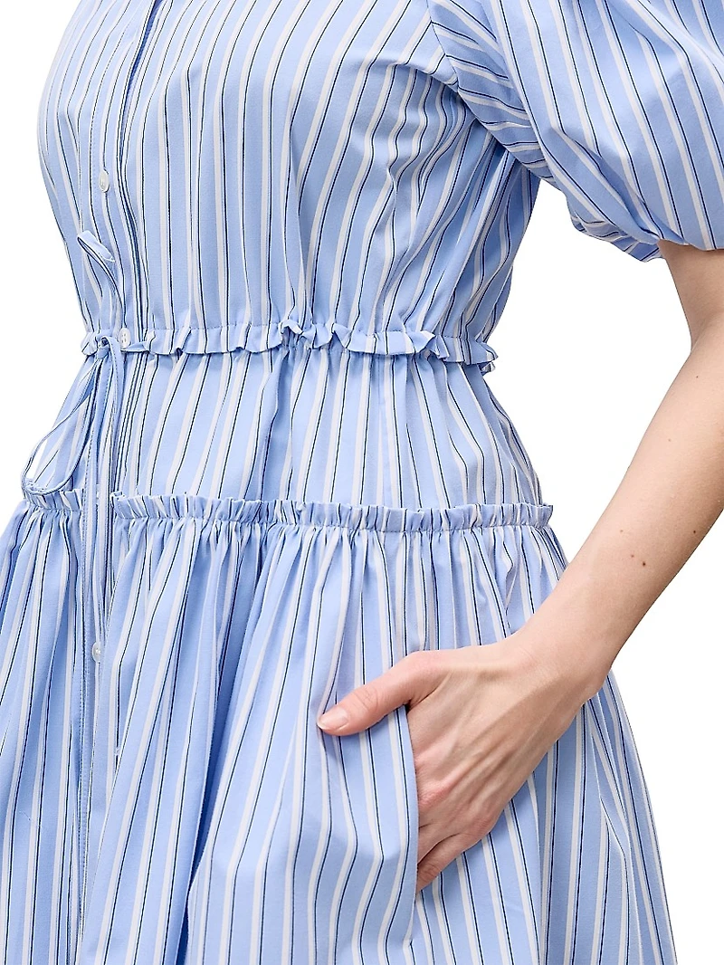 Priya Striped Cotton Mini-Shirtdress