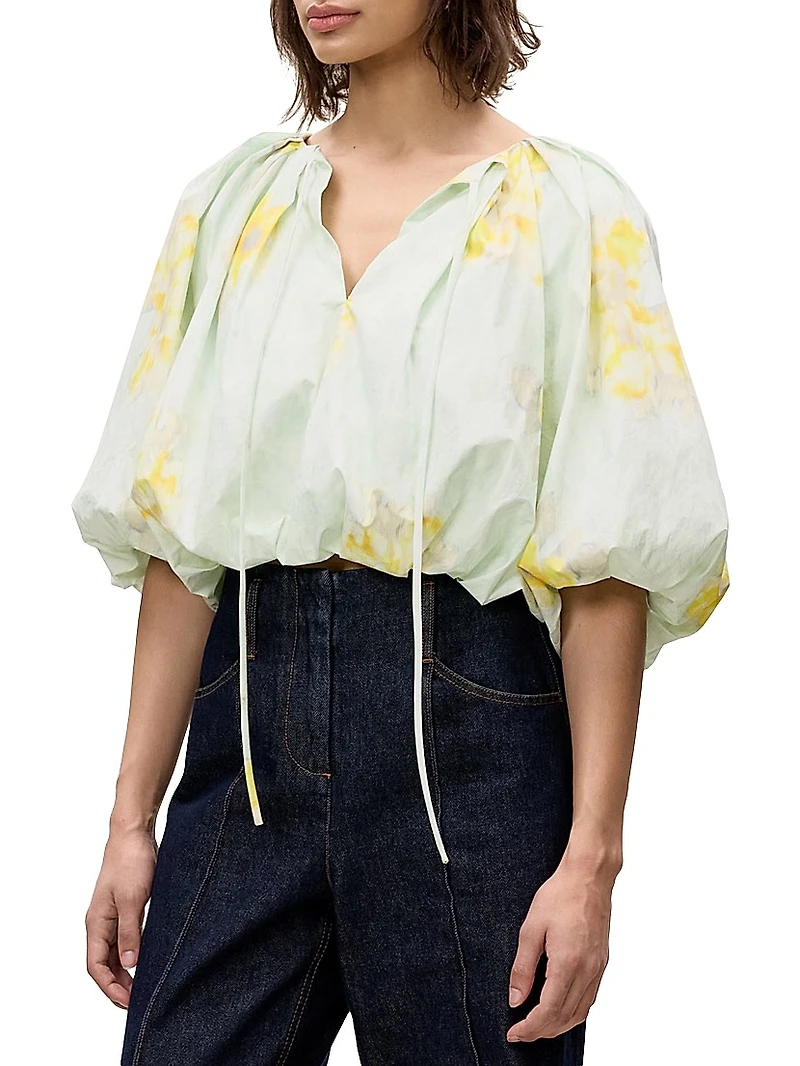 Yara Floral Poplin Bubble Blouse