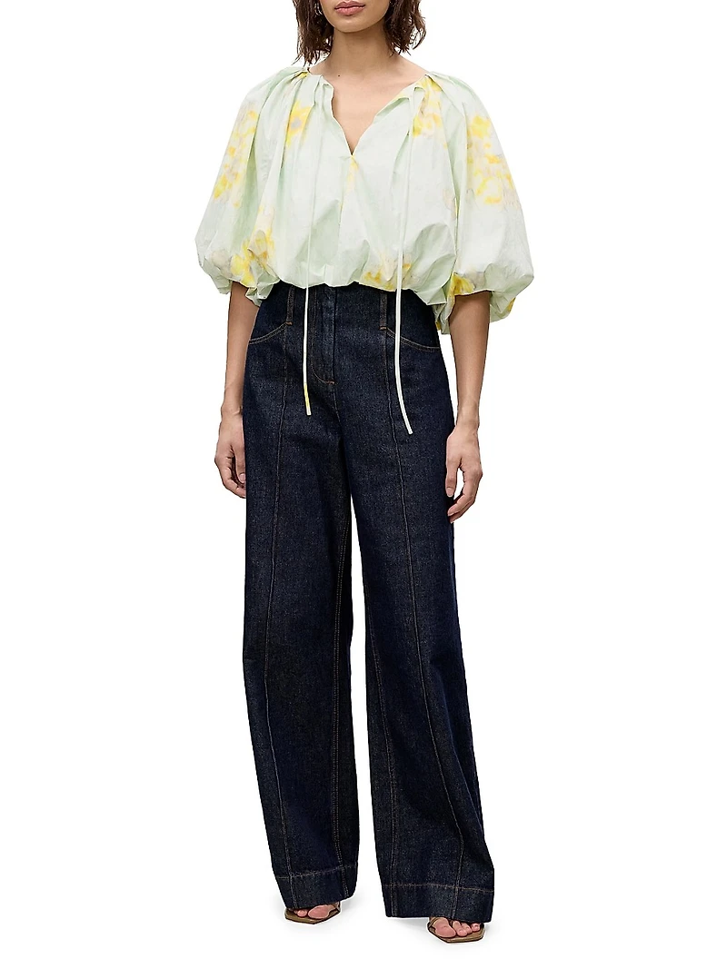 Yara Floral Poplin Bubble Blouse