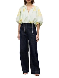 Yara Floral Poplin Bubble Blouse