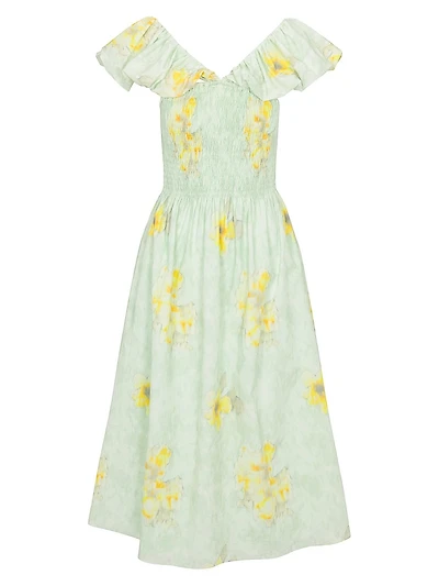 Yara Poplin Smocked Midi-Dress