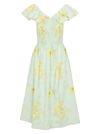 Yara Poplin Smocked Midi-Dress