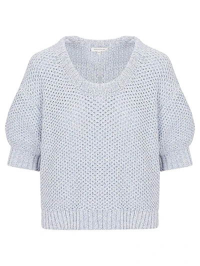 Thea Cotton Waffle-Knit Scoopneck Sweater