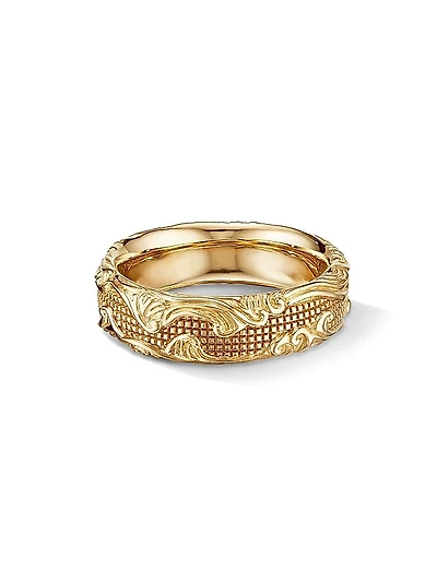 Waves Band Ring in 18K Yellow Gold, 7MM