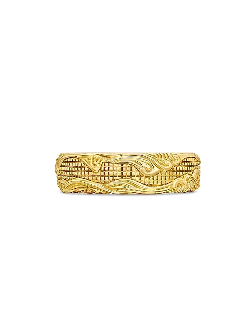 Waves Band Ring in 18K Yellow Gold, 7MM