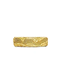 Waves Band Ring in 18K Yellow Gold, 7MM