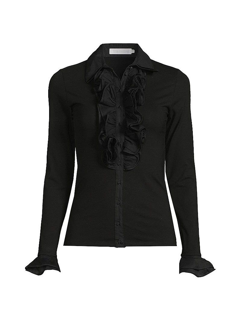 Patsy Ruffled Stretch-Cotton Shirt