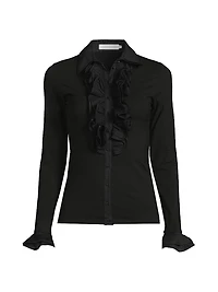 Patsy Ruffled Stretch-Cotton Shirt