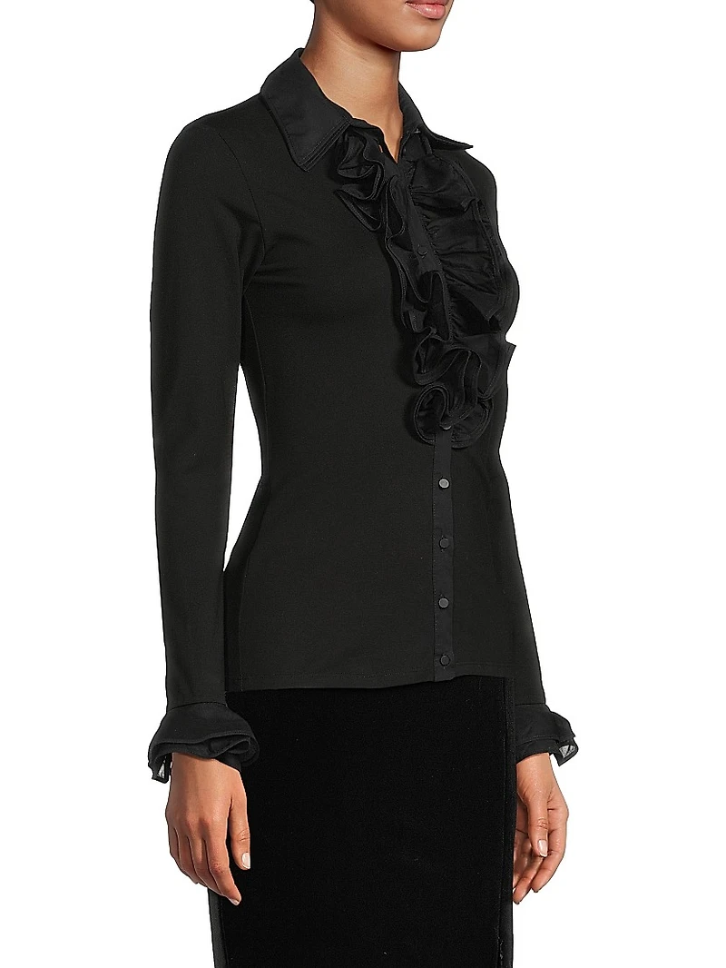 Patsy Ruffled Stretch-Cotton Shirt