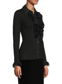 Patsy Ruffled Stretch-Cotton Shirt