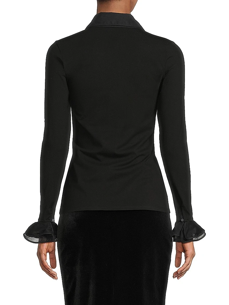 Patsy Ruffled Stretch-Cotton Shirt