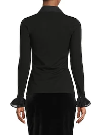 Patsy Ruffled Stretch-Cotton Shirt