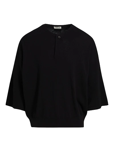 Fine Knit Wool Henley T-Shirt