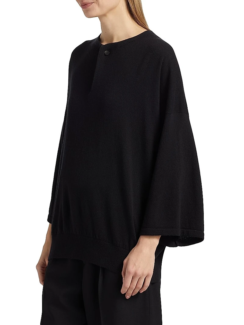 Fine Knit Wool Henley T-Shirt
