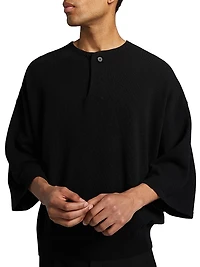 Fine Knit Wool Henley T-Shirt