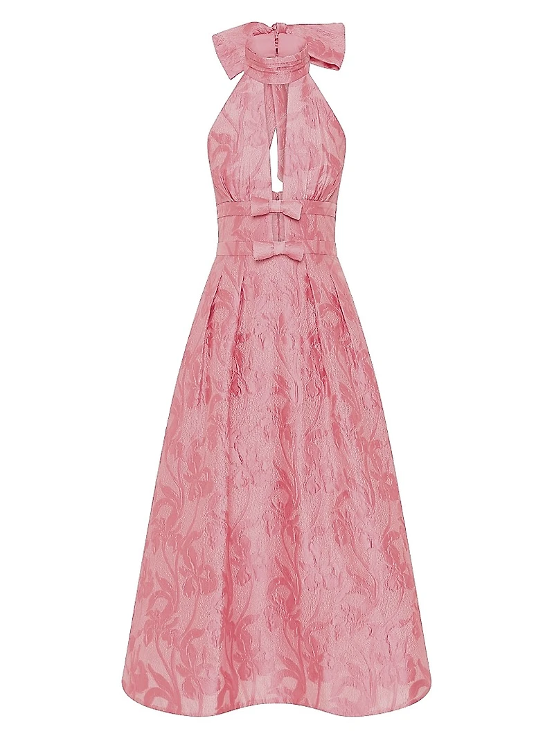Benette Floral Jacquard Halterneck Midi-Dress