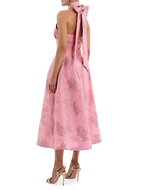 Benette Floral Jacquard Halterneck Midi-Dress