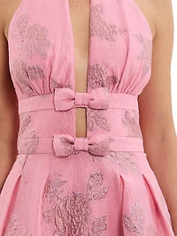 Benette Floral Jacquard Halterneck Midi-Dress