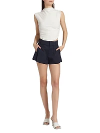 Pleated High-Rise Shorts