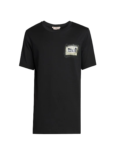 Collage Logo Cotton Crewneck T-Shirt