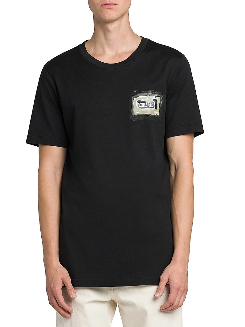 Collage Logo Cotton Crewneck T-Shirt