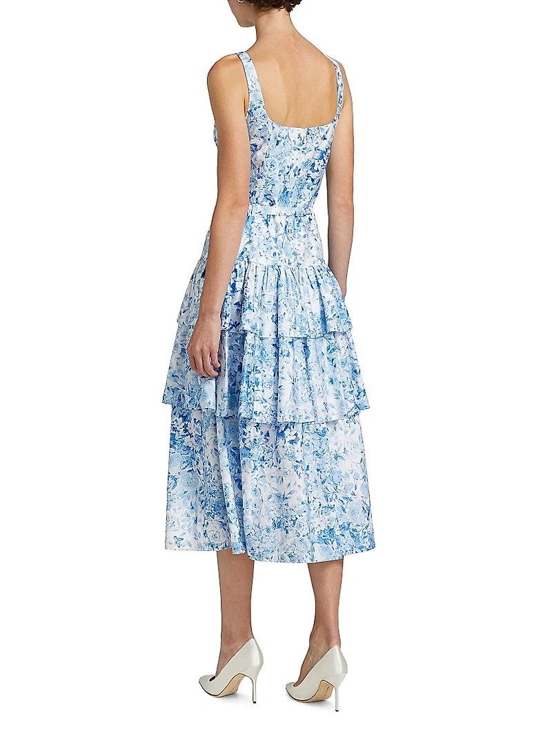 Celeste Floral Cotton Poplin Midi-Dress